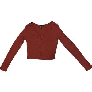 Forever 21 Maroon Long Sleeve Crop Top